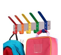 keypak 5-Hook Heavy Duty Wall-Mounted Coat Rack 40cm Rail, Multi-Coloured Metal Hooks School Bag Hook Coat Rack- Fixings Included