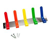 Keypak 5-Hook Wall-Mounted Kids Coat Rack 40Cm Chrome Rail, Multi-Colour School Bag Hook Coat Rack Hook - Fixings Included