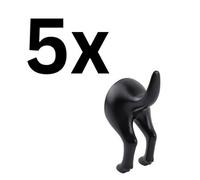 Keypak 5 Pack Dog Tail Black Hook - Modern Heavy Duty Wall Mounted Leash & Collar Organizer Durable Pet Accessory Hanger
