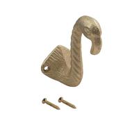 keypak 5 Pack Flamingo Head Brushed Brass Hook - Modern Wall Hook for Coats, Robes & Towels - Durable DIY Mounting Hardware for Kitchen, Bathroom & Entryway