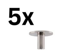 Keypak 5 Pack Flat Disc Aluminium Coat Hooks - Satin Nickel - Modern, Durable Wall Mounted Hooks For Home, Garage