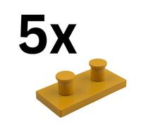 Keypak 5 Pack Kids Blocks Vibrant Wall Hooks - Yellow - For Toy Storage & Playroom Organisation, Diy Easy Installation