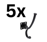 Keypak 5 Pack Rustic Country Hook Black Metal - Vintage Heavy Duty Wall Mounted Coat Hook, Easy Installation