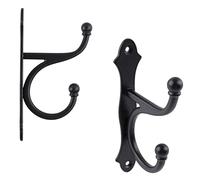 keypak 5 Pack Rustic Country Hook with Backplate Black Metal Hanger | Vintage Wall Mounted Coat Hook, Rustic Decorative Hanger for Coats, Keys & Accessories, Easy DIY Install
