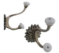 Keypak 5 Pack Sunflower Antique Brass Hook - Modern Wall Hook For Coats, Robes & Towels