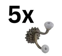 Keypak 5 Pack Sunflower Brushed Brass Hook - Modern Wall Hook For Coats, Robes & Towels