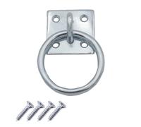 Keypak 50mm 2 Inch Heavy Duty Galvanised Zinc Ring on Plate - Gate Anchor Point for Chain Tether Hanging, Equestrian Ground Anchor with 4 Pre Drilled Holes Screws Included