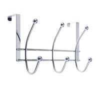 Keypak 6 Hook Over The Door Hanger 6 Chrome Double Hooks 27cm - Heavy Duty Metal Storage Rack No Drilling Required, for Coats, Towels, Bags, Hats