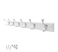 Keypak 6 Hook Wall-Mounted Coat Rack 69cm White Board, with Fixings