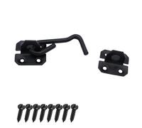 Keypak 75mm Wire Cabin Hook, Black Gate & Window Security Latch & Lock | Traditional Style Door & Garden Hardware, Hook and Eye with fixings included