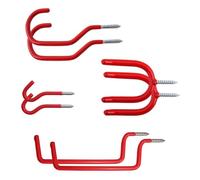 Keypak 8 Pack Screw-in Garage Storage Hooks, Ceiling & Wall Mount, Red Plastic Coated Holder for Garden Tools, Bike, Ladder, Foldable Chairs