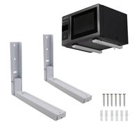 Keypak Adjustable Microwave Wall Brackets 300-420mm Extendable, Pack of 2 | 25kg Capacity, Foldable, Space-Saving Stand, Fixings Included, White Microwave Oven Wall Brackets Stand