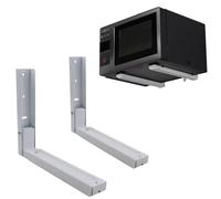 Keypak Adjustable Microwave Wall Brackets Stand, Space-Saving Wall Mounted Support For Microwave Oven, 25Kg Capacity, White, Pair