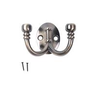 keypak Ball End Double Hook Oval Base 5 Pack - Antique Brass - Decorative Dual Coat Hooks, Durable Aluminium Wall Hooks for Home, Office & DIY Storage