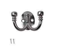 keypak Ball End Double Hook Oval Base 5 Pack - Satin Nickel - Decorative Dual Coat Hooks, Durable Aluminium Wall Hooks for Home, Office & DIY Storage