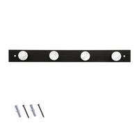Keypak Black Metal Wall Coat Rack With 4 White Marble Hooks - Modern Hallway Storage Rail With Wall Fixings - 40Cm Entryway Coat Hanger