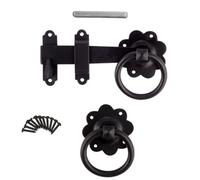 Keypak Black Smooth Ring Gate Latch 152mm (6 Inch) Wooden Gate, Barn & Garden Shed Doors, Includes Screws