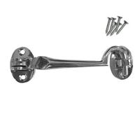 Keypak Chrome Cabin Hook (100mm 4 Inch) Hinge Hook & Eye Shed Gate Latch Window Latch, Includes Screws