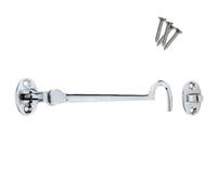 Keypak Chrome Cabin Hook (150mm 6 Inch) Hinge Hook & Eye Shed Gate Latch Window Latch, Includes Screws