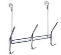 Keypak Chrome Over Door Hanger 3 Double Hooks 29cm Hook Rack for Coats, Towels, Bags - No-Drill Organiser for Bathrooms & Bedrooms