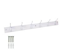 Keypak Coat Rack Wall Mounted White 6 Double Hooks - 69Cm Clothes Hanger For Office, Hallway, Bedroom, Bathroom