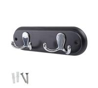 Keypak Compact Door Wall Mounted Robe Coat Rack With 2 Double Hooks, Fixings Included, 22.5Cm, Polished Chrome On White