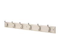 Keypak Cream Wall Mounted Coat Rack, 6 Satin Nickel Hooks with fixings