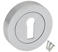 Keypak Decorative Satin Chrome Escutcheon 50mm Keyhole Cover Euro Cylinder Key Profile Lock, Door Hole Cover Plate Concealed