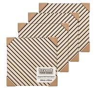 Keypak Diagonal Oak Wood Wall Panel Square 4 Pack 60x60cm Accoustic Slats | Slatted wooden 23.5 x 23.5" panels to absord sounds and reduce noise