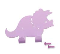 Keypak Dinosaur Double Coat Hooks, Door Wall Mounted Hanger Kids Children Room Nursery, Fixings Included (Purple)