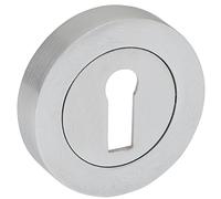 Keypak Door Lock Key Hole Escutcheon Set, Key Profile Design, Chrome and Satin Chrome, Hidden Fixings, Modern (Satin Chrome)