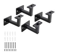 Keypak Flat Top Handrail Brackets for Wall, 40kg Capacity, Pack of 4 | Wall-Mounted Steel Flat-Top Square Rail Support for Stairways, 310 x 85 x 5mm, Matte Black, Heavy-Duty