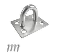 Keypak Galvanised Staple Eye on Plate, 50mm Square for Chain or Rope | 2" Zinc Plated, Corrosion Resistant for Outdoor Use - Gates or Fence Posts, Wall & Ceiling Hangers