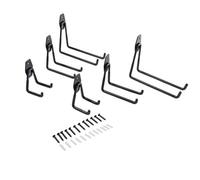 Keypak Garage Storage Hooks, 6 Pack, 3 Sizes, Black Pvc-Coated Steel, Wall-Mounted, Up To 45Kg Load Capacity Per Hook