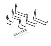 keypak Garage Storage Hooks, 6 Pack, Black PVC-Coated Steel, Wall-Mounted | 3 Sizes | 20kg to 45kg per Hook | Bike, Ladder & Tool Hooks for Garage & Shed Organisation