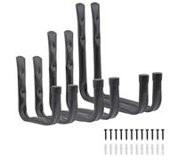 keypak Garage Storage Hooks, J Hooks for Shed & Workshop, Pack of 6 | Fixings Included | 3 Sizes | Small 20kg, Medium 16kg, Large 8kg | Weather Resistant Hangers