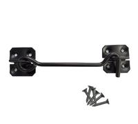 Keypak Heavy Duty Black Wire Cabin Door Hook Eye Latch (6 Inch 150mm) For Garden Shed Gate Window Lock Fixing Included