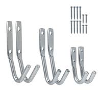 Keypak Heavy Duty Galvanised 6 Wall Mounted Garage Hooks | Steel Storage Hooks for Tools, Ladders, Bikes & Garden Equipment, for Shed, Garage & Workshop Organisation