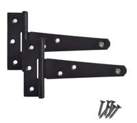 Keypak Heavy-Duty Tee Hinges 250mm (10 Inch) Wooden Garden Gate, Garage & Shed Doors, Black Pack Of 2