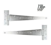 Keypak Heavy-Duty Zinc Tee Hinges 450mm (18 Inch) For Garage Shed Door, Garden Wooden Gate - Pack Of 2