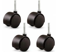 Keypak Hooded Swivel Castors, 40mm Diameter Twin Wheel, Stem Fix, Pack 4 | Neck Grip Stem Fixing for Gaming & Office Chair, Desks & Other Small Furniture
