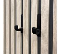 keypak Hooks for Acoustic Wall Panels, Pack of 2, No Drilling Required, Matt Black Coat Hooks for Wooden Panels (Curved)