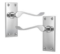 Keypak Internal Door Handles 4 Inch, Victorian Scroll Lever Latch Handle, Bedroom Bathroom Closet Kitchen Door - Polished Chrome