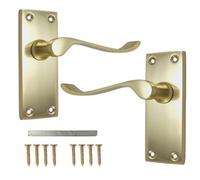 Keypak Internal Door Handles 4 Inch, Victorian Scroll Lever Latch Handle For Kitchen, Bedroom, Living Room & Office Doors - Brass