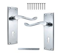 Keypak Internal Door Handles With Keyhole Scroll Lever 150mm 6 Inch, Polished Chrome Lever On Latch Living Room Bedroom Bathroom
