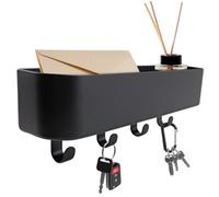 Keypak Key Holder For Wall With Shelf - Black 4 Hook Key Rack & 30Cm Letter Holder For Entryways, Hallways, Kitchens & Porches