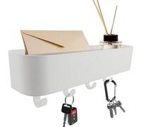 Keypak Key Holder For Wall With Shelf - White 4-Hook Key Rack & 30Cm Letter Holder For Entryways, Hallways, Kitchens & Porches