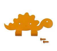 keypak Kids Dinosaur Double Coat Hooks, Orange Stegosaurus