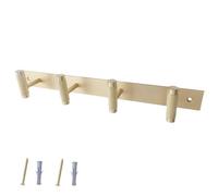 Keypak Metal Wall Mounted Coat Rack - 40Cm Aluminium 4 Coat Hooks With Knurled Texture - Brushed Brass Finish