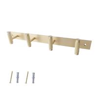 keypak Metal Wall Mounted Coat Rack - 40cm Aluminium 4 Coat Hooks with Knurled Texture - Brushed Brass Finish